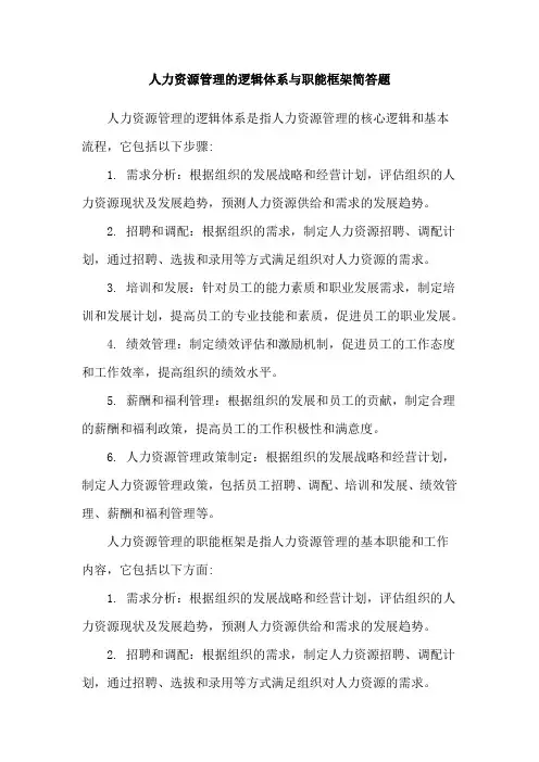 人力资源管理的逻辑体系与职能框架简答题