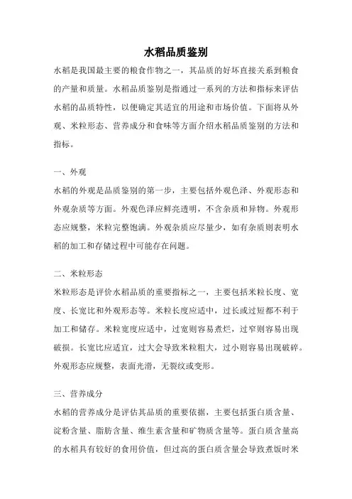 水稻品质鉴别
