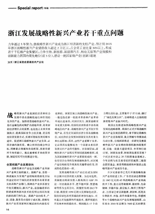 浙江发展战略性新兴产业若干重点问题