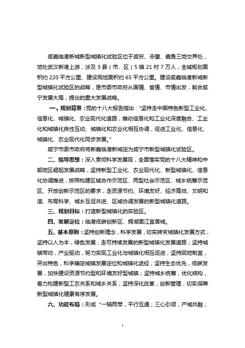 咸嘉临港新城新型城镇化规划