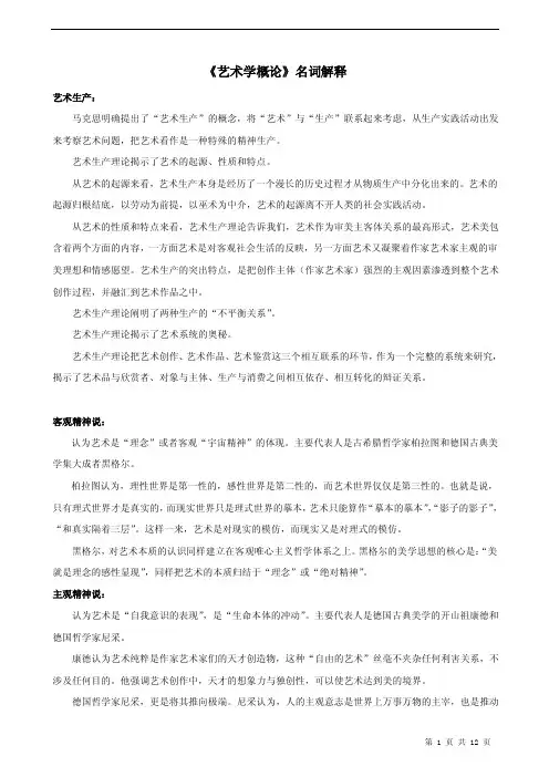 《艺术学概论》名词解释题型整理