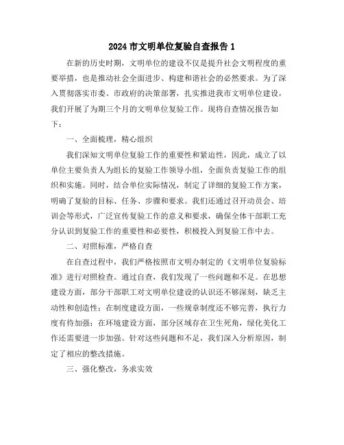 2024市文明单位复验自查报告1