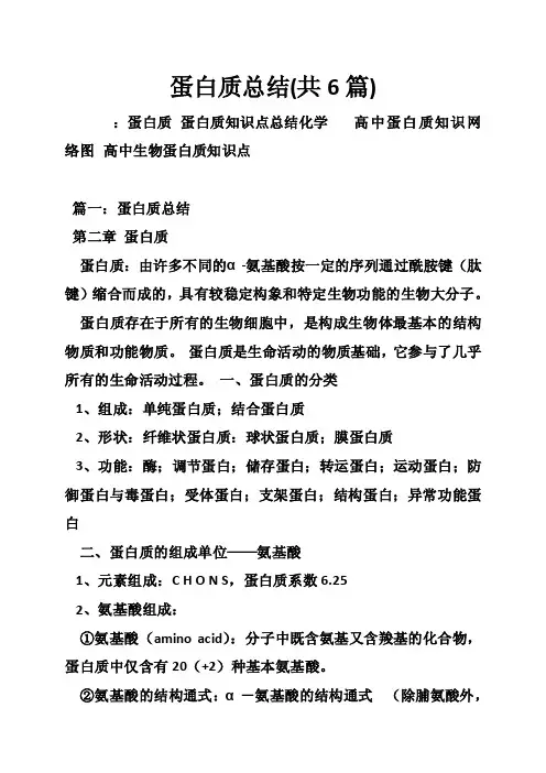 蛋白质总结（共6篇）
