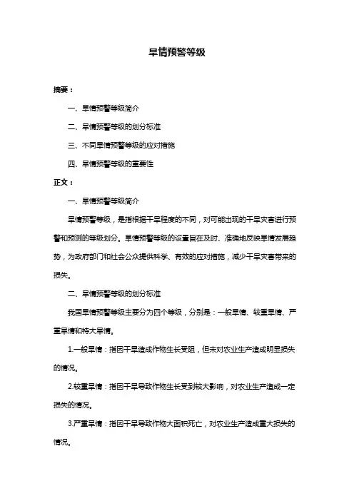 旱情预警等级