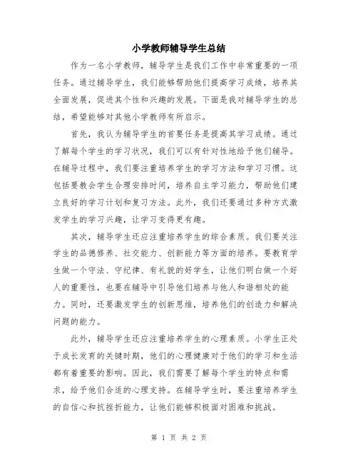 小学教师辅导学生总结