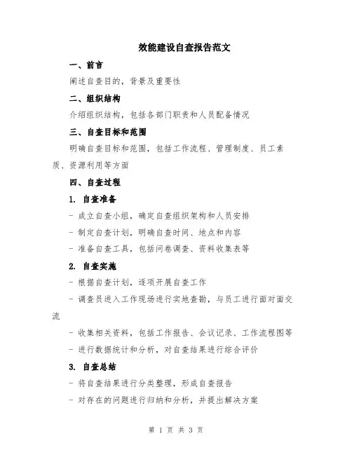 效能建设自查报告范文