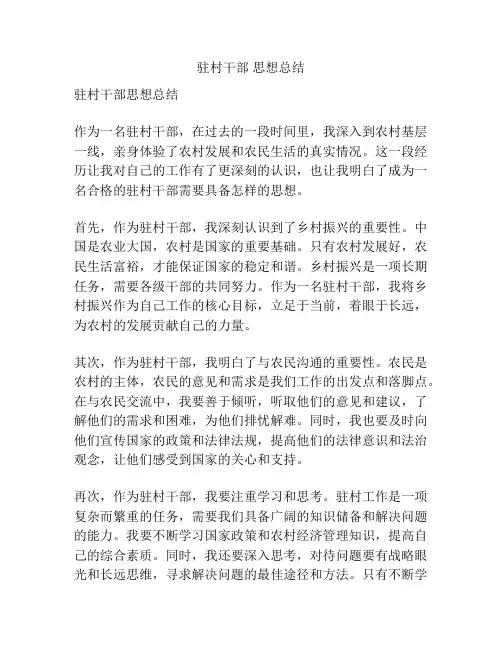 驻村干部 思想总结