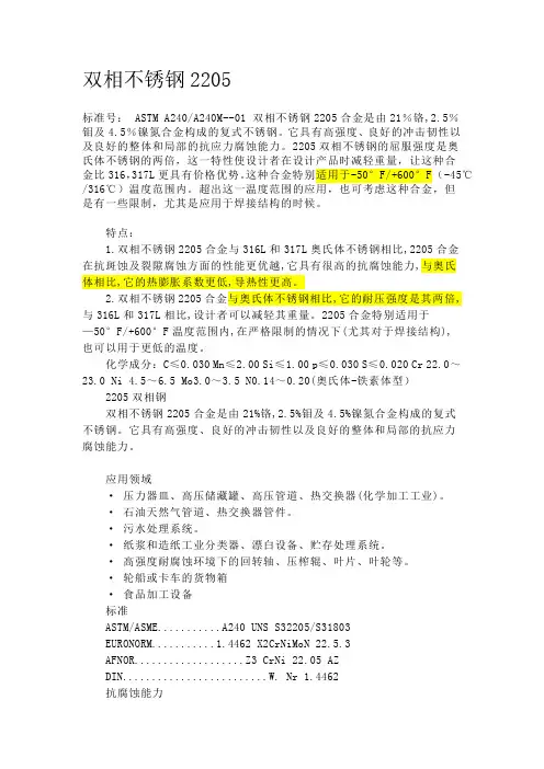 双相不锈钢2205