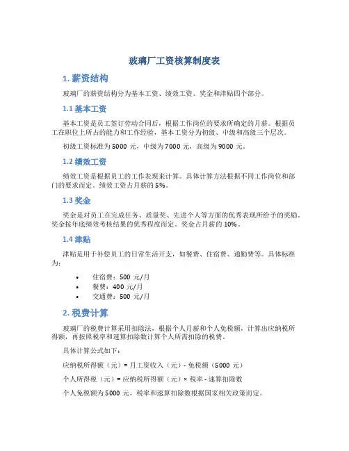 玻璃厂工资核算制度表