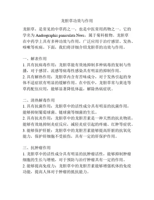 龙胆草功效与作用