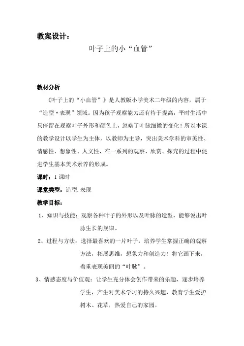 美术课《叶子上的小血管》教案