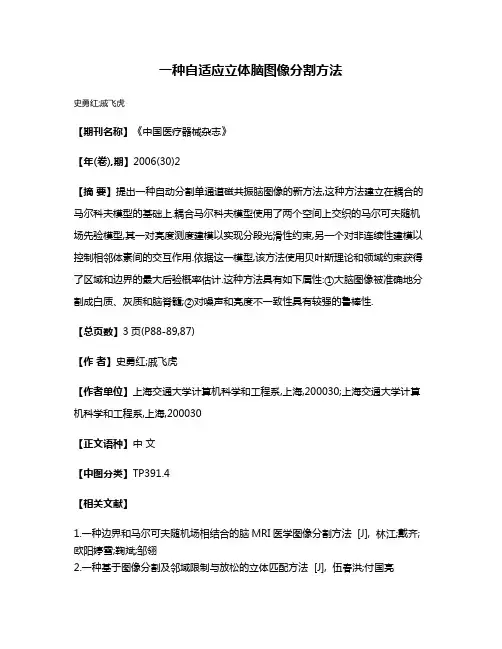 一种自适应立体脑图像分割方法
