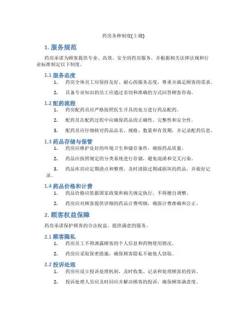 药房各种制度(上墙)