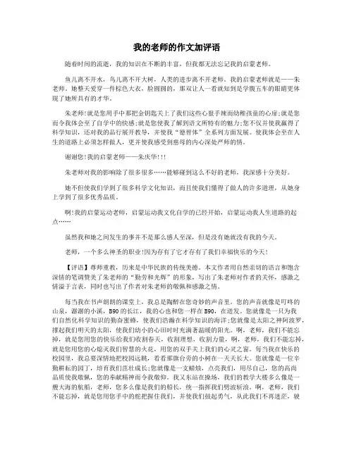 我的老师的作文加评语