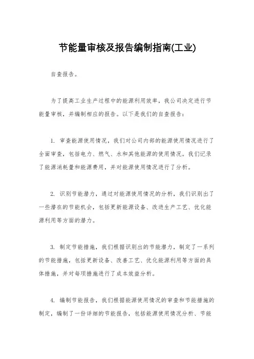 节能量审核及报告编制指南(工业)