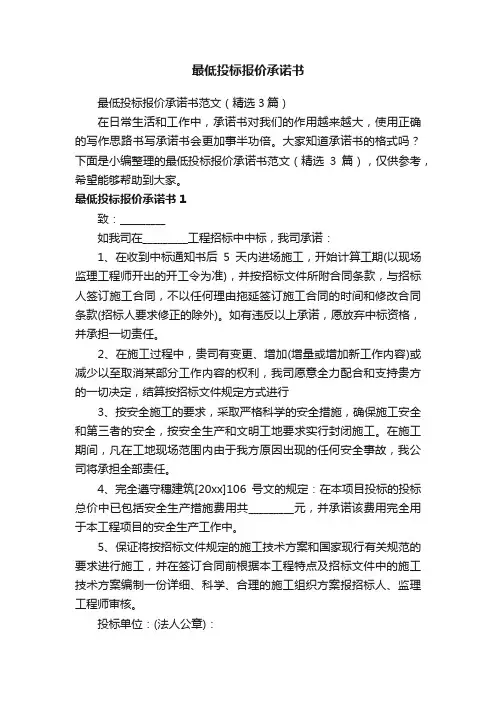 最低投标报价承诺书范文（精选3篇）