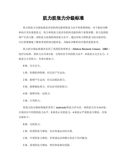 肌力肌张力分级标准