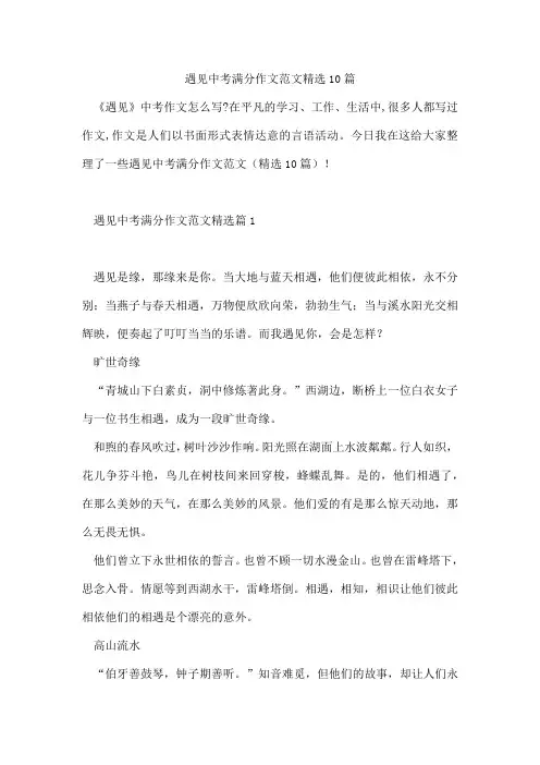 遇见中考满分作文范文精选10篇