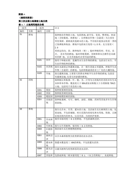 第三次全国土地调查土地分类标准