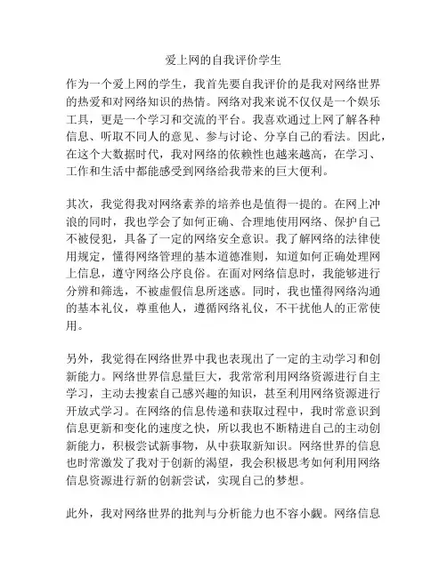 爱上网的自我评价学生