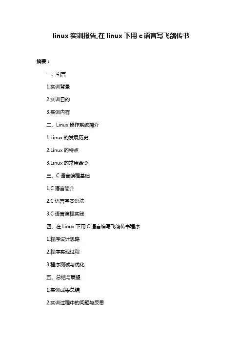 linux实训报告,在linux下用c语言写飞鸽传书