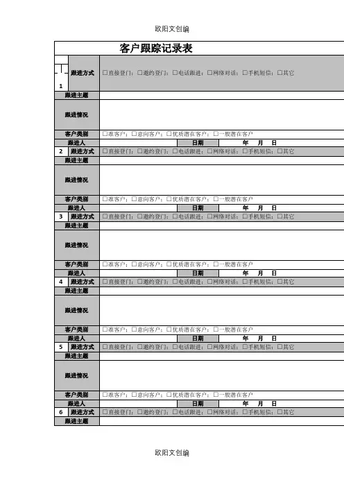 客户跟踪记录表之欧阳文创编
