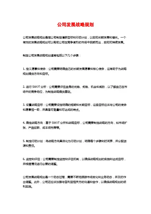 公司发展战略规划