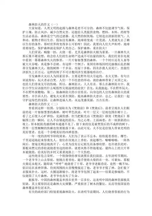 高考优秀作文范文：森林防火的作文