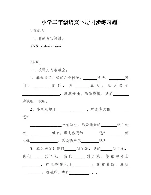 小学二年级语文下册同步练习题