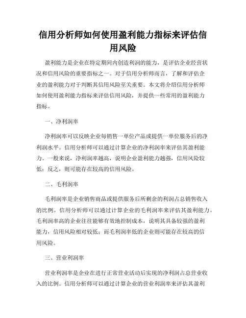 信用分析师如何使用盈利能力指标来评估信用风险