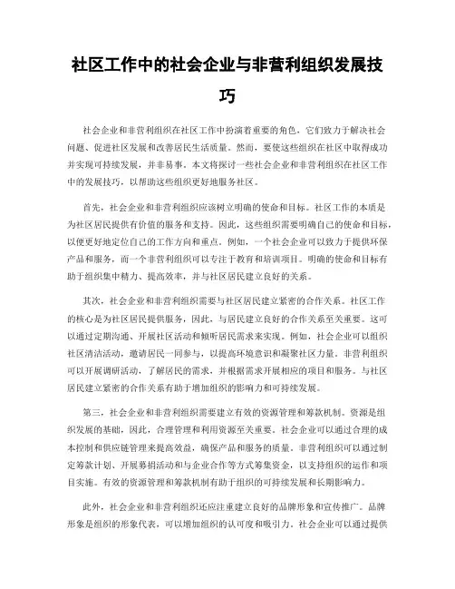 社区工作中的社会企业与非营利组织发展技巧