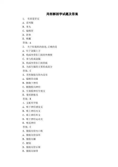 局部解剖学试题及答案