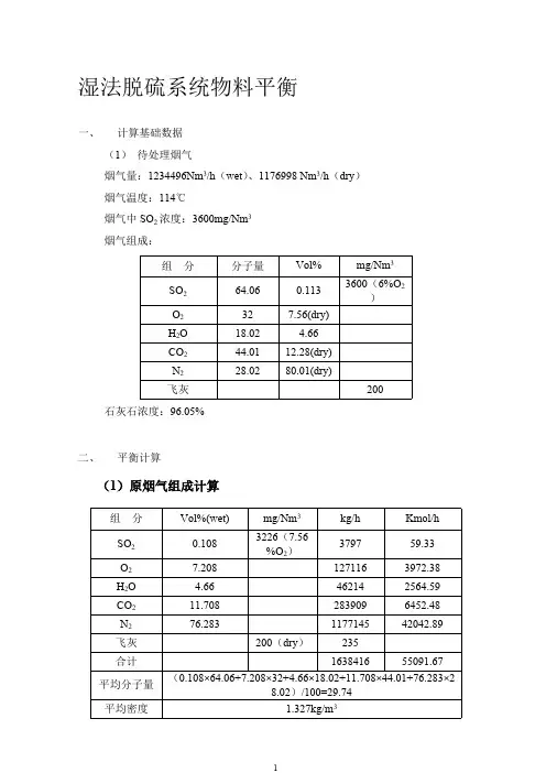 脱硫计算公式比较全