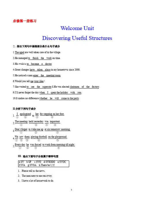 Welcome Unit  Discovering Useful 人教版必修一高一英语同步练习