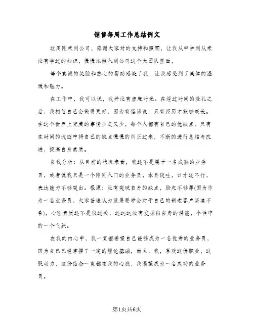 销售每周工作总结例文(4篇)