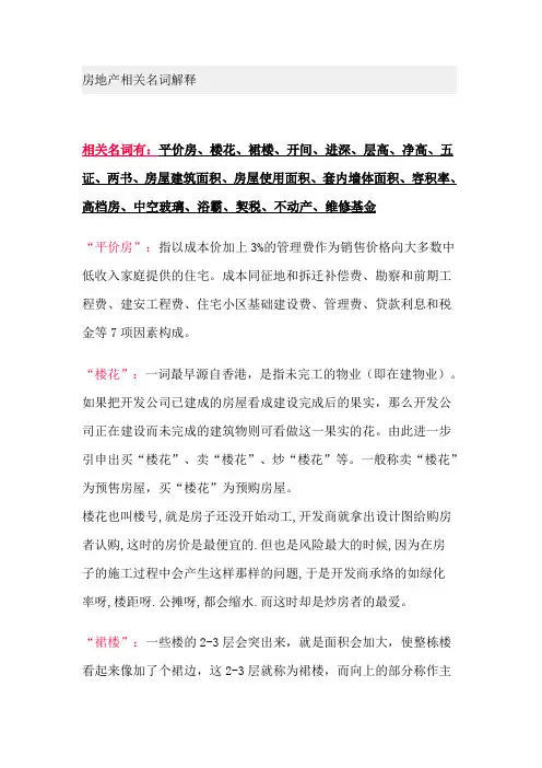 房地产相关名词解释