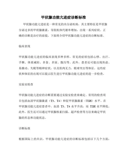 甲状腺功能亢进症诊断标准