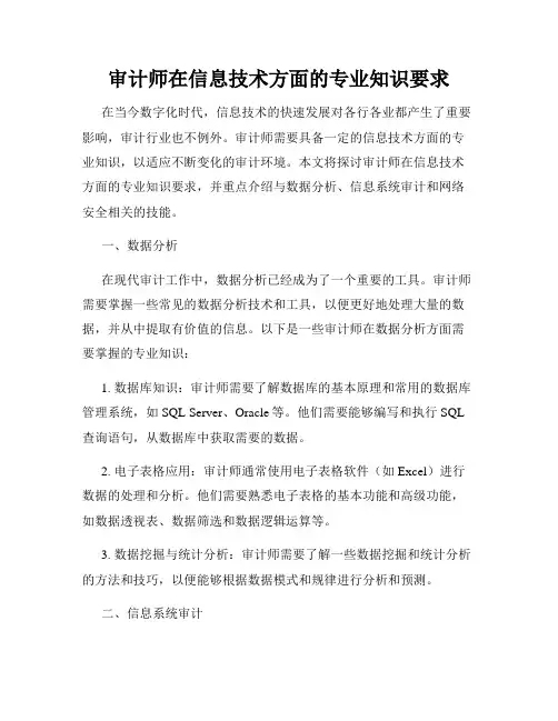 审计师在信息技术方面的专业知识要求