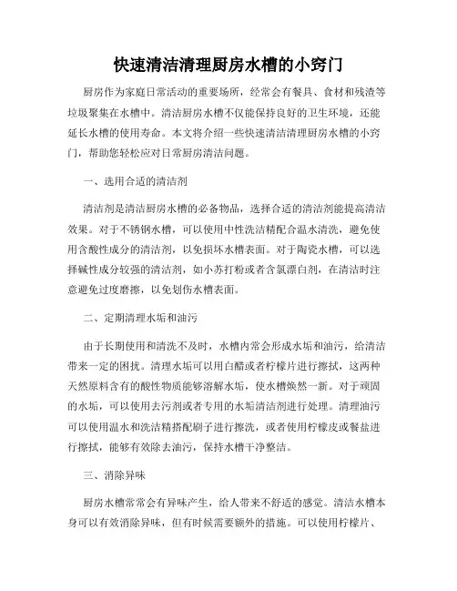 快速清洁清理厨房水槽的小窍门