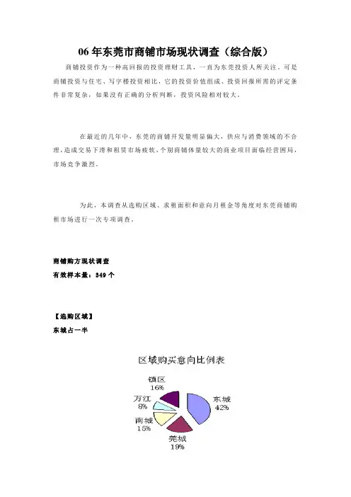 06年东莞市商铺市场现状调查