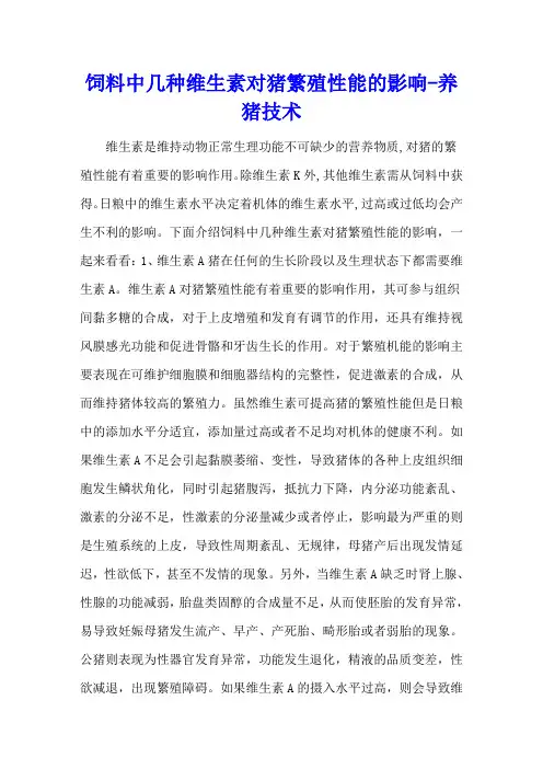 饲料中几种维生素对猪繁殖性能的影响 - 养猪技术