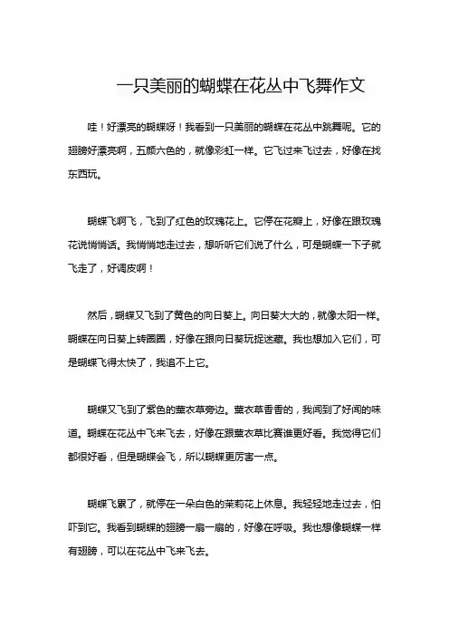一只美丽的蝴蝶在花丛中飞舞作文