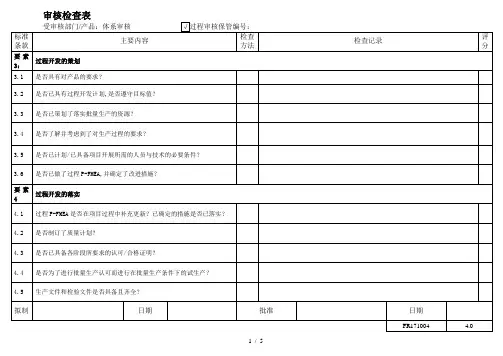 VDA6.3过程审核检查表