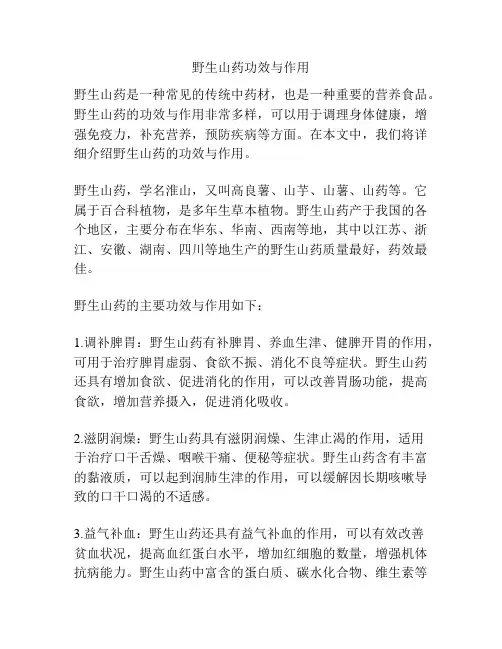 野生山药功效与作用
