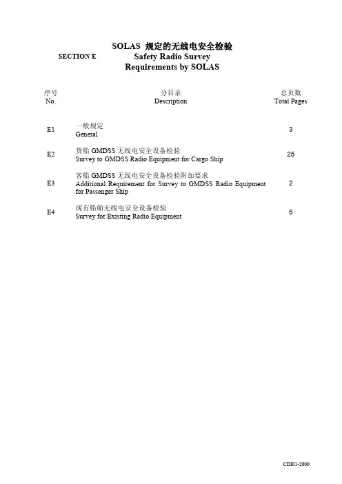 CCS验船师手册 第三分册 船舶法定检验 E-SOLAS 规定的无线电安全检验