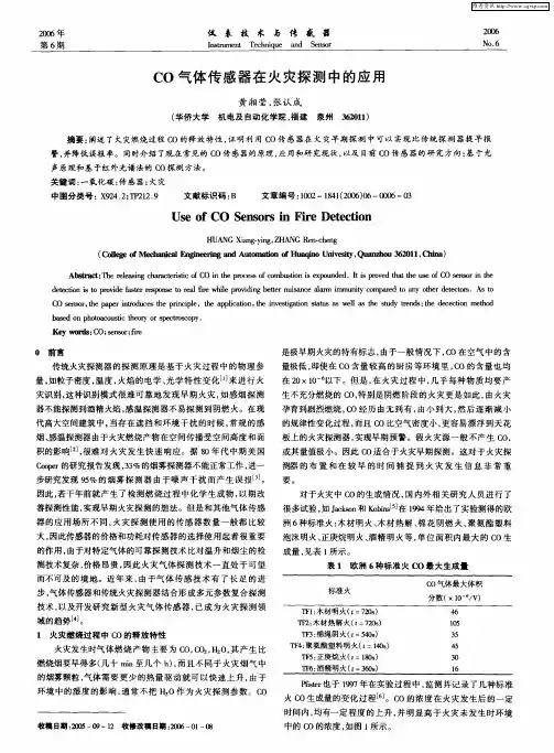CO气体传感器在火灾探测中的应用