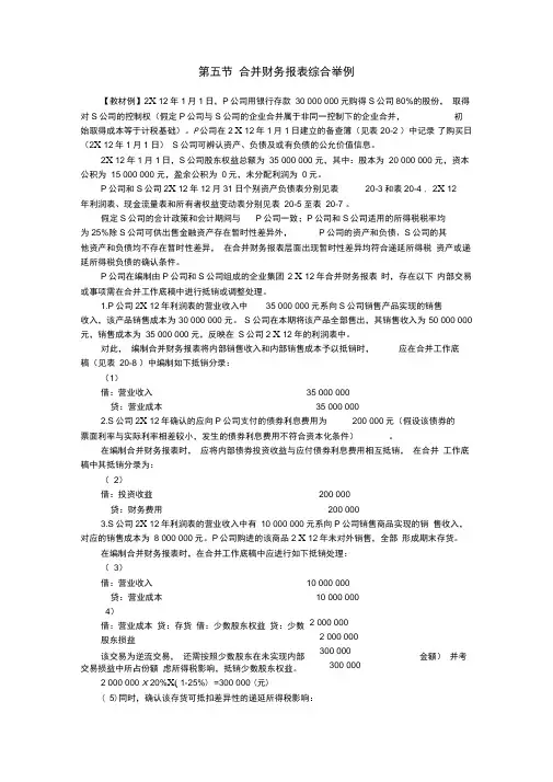 合并财务报表综合举例讲解
