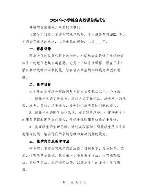 2024年小学综合实践课总结报告