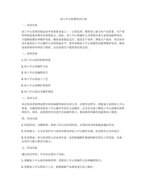 加工中心短期培训计划