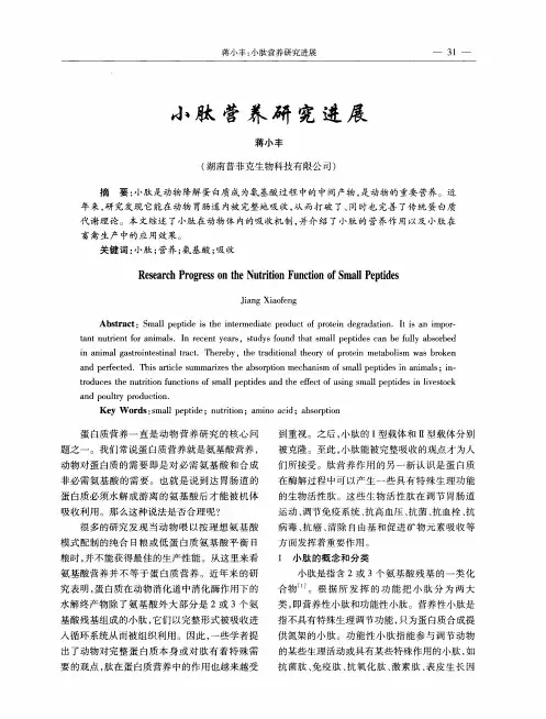 小肽营养研究进展
